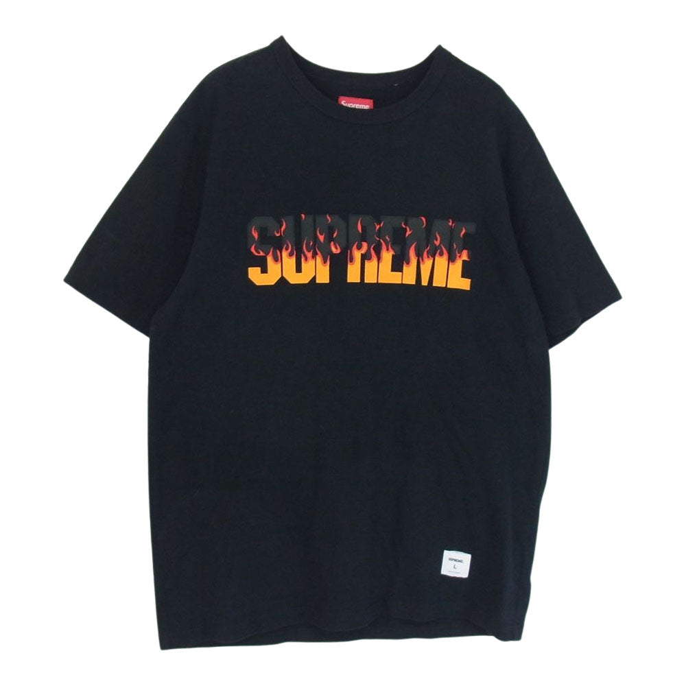 Supreme シュプリーム 19AW Flame S/S Top フレイム ロゴ Tシャツ ブラック系 L【中古】
