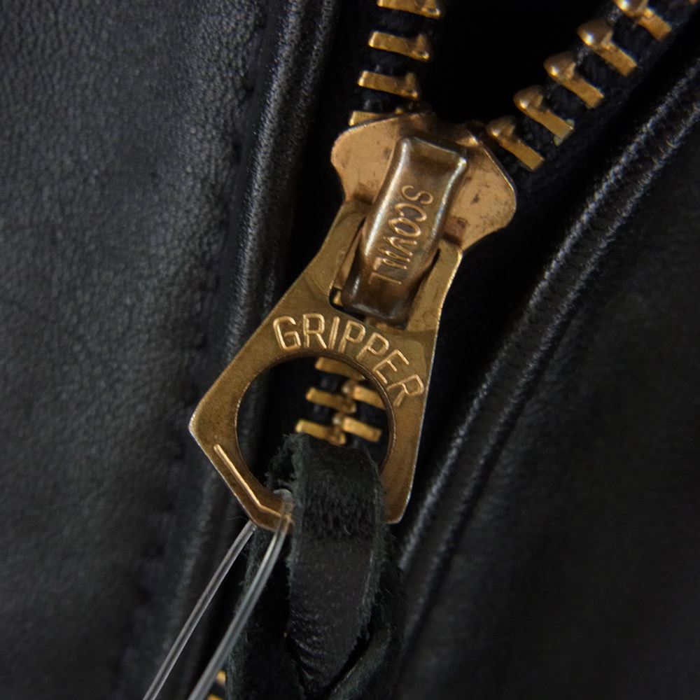 LANGLITZ LEATHERS ラングリッツレザーズ カスタム ホースハイド 衿付 シングル ライダース ジャケット ブラック系 サイズ表記無し【中古】