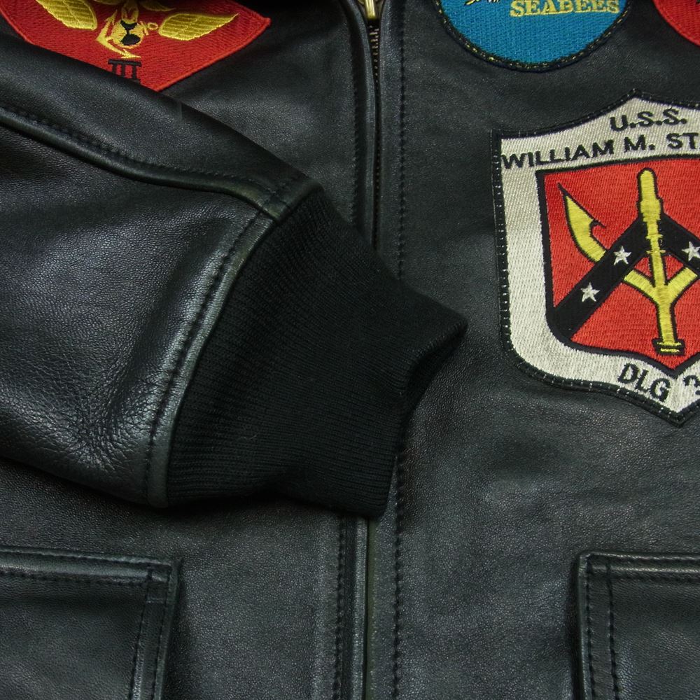 AVIREX アヴィレックス 6181013 TOPGUN MODEL G-1 トップガンモデル レザー フライト ジャケット 中国製 ブラック系 L【中古】