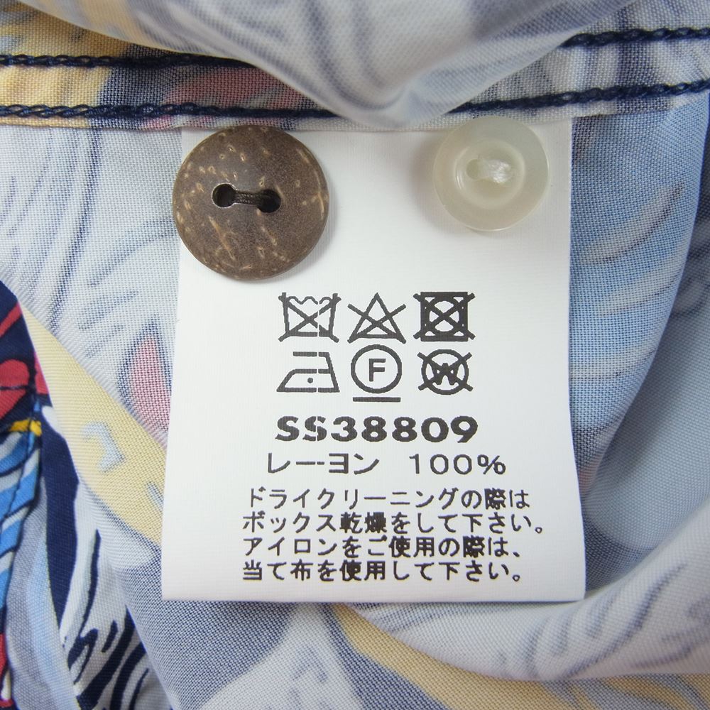 SUN SURF サンサーフ SS38809 RAYON HAWAIIAN SHIRT HAWAIIAN GARDEN 和柄 アロハ ハワイアン シャツ ブルー系 L【中古】