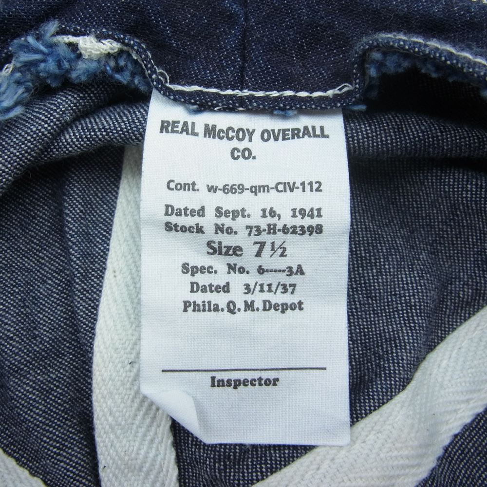 The REAL McCOY'S ザリアルマッコイズ U.S. ARMY DENIM HAT デニム ハット 帽子 インディゴブルー系 7 1/2【中古】