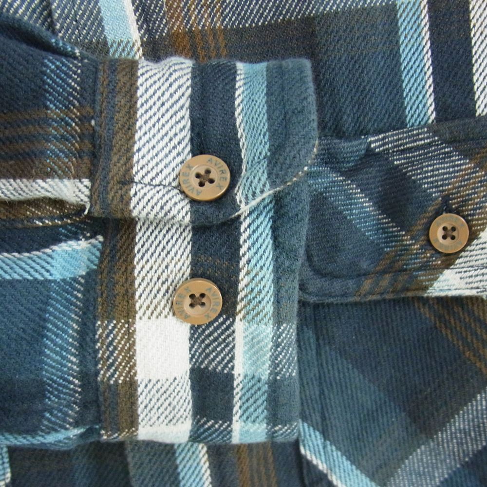 AVIREX アヴィレックス 6185142 HEAVY FLANNEL WORK SHIRT デイリー コットン フランネル チェック ワークシャツ ブルー系 ネイビー系 M【中古】