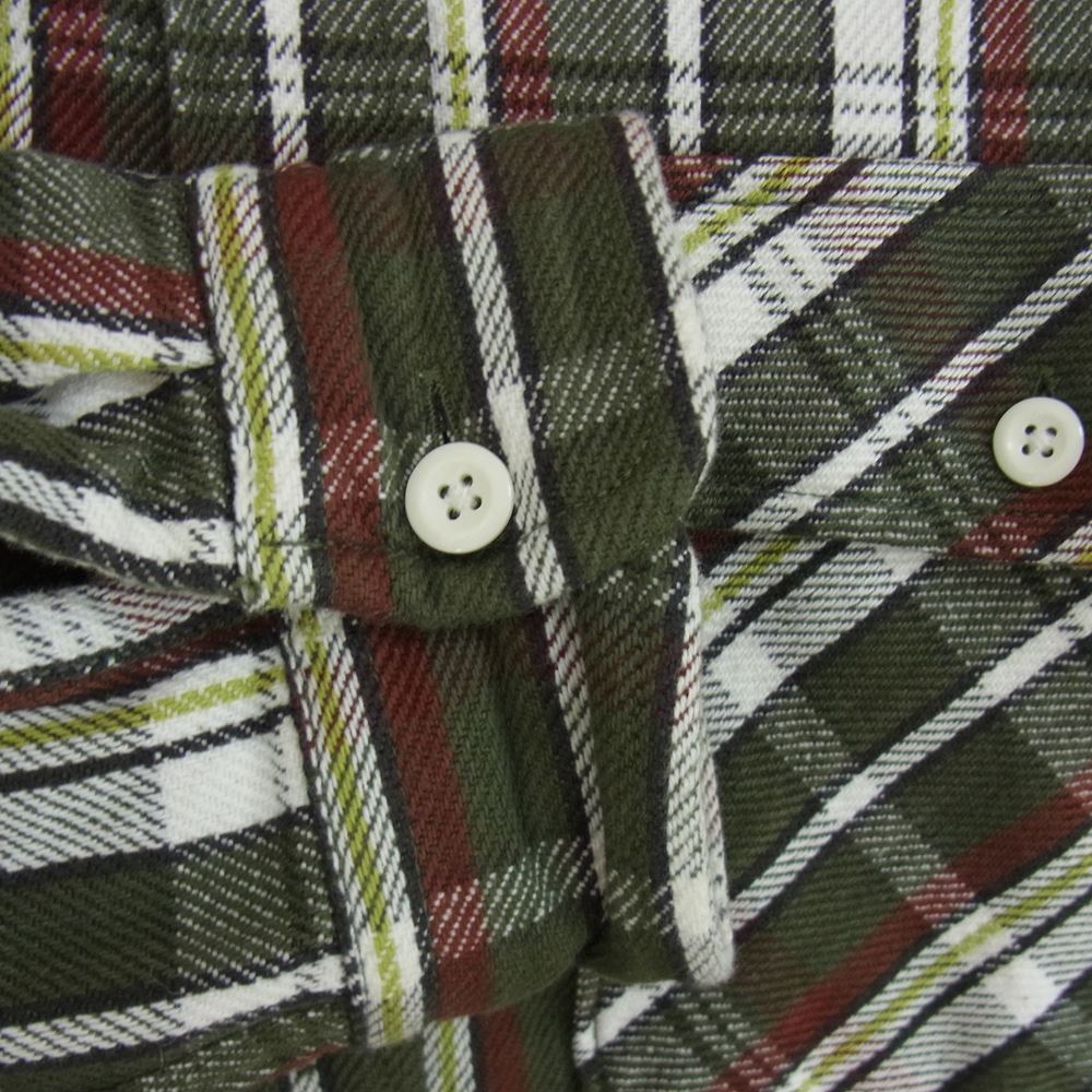 AVIREX アヴィレックス 6195127 FLANNEL WORK SHIRT デイリーウエア L/S コットン フランネル チェック ワークシャツ グリーン系 M【中古】