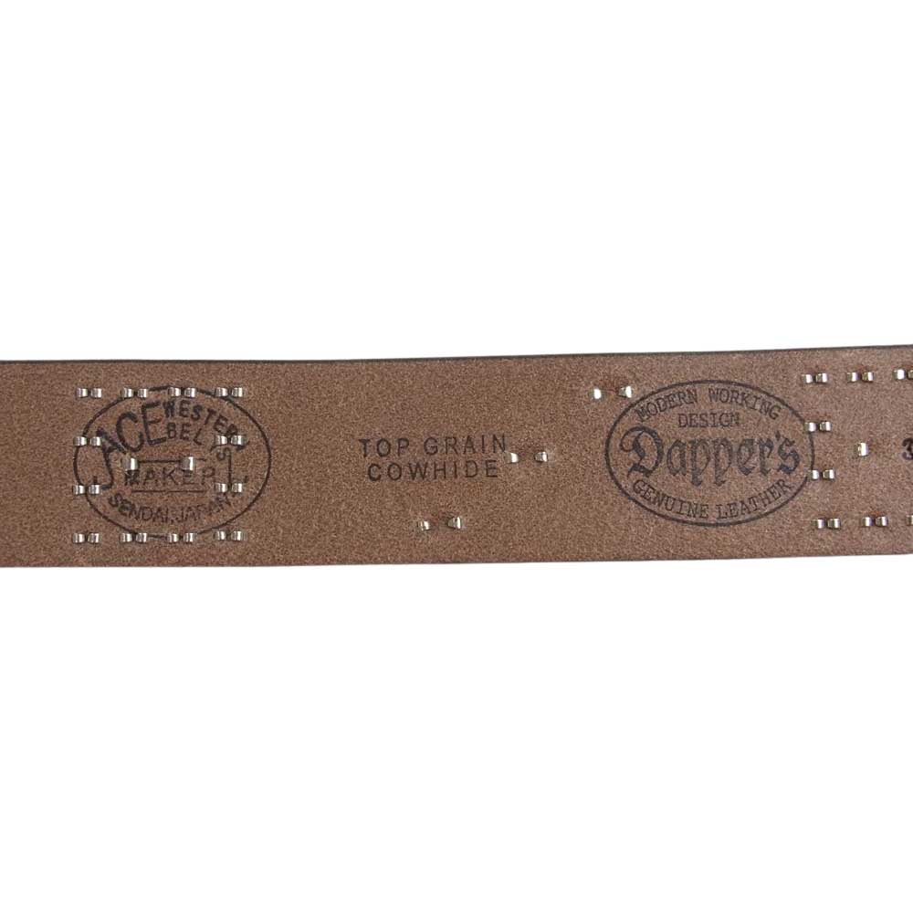 ダッパーズ ACE WESTERN BELTS ウエスタン スタッズ レザー ベルト ベージュ系 34【極上美品】【中古】