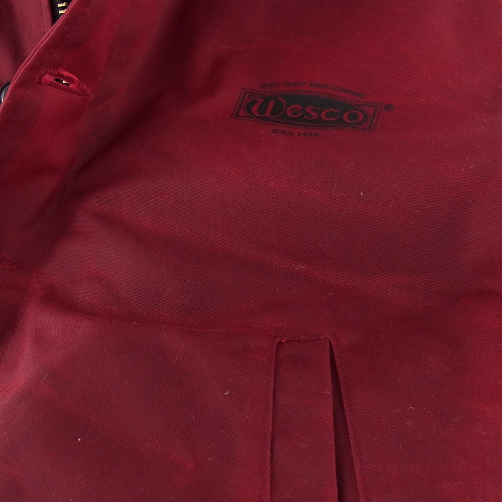 WESCO ウエスコ × DEHEN N-1 JACKET ディーエン ドライ ワックス コットン 総裏 リアルムートン ファー デッキジャケット ワインレッド系 S【中古】