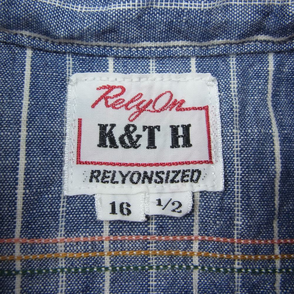 ケーアンドティー 半袖 ストライプ ワーク シャツ マチ 16 1/2【中古】