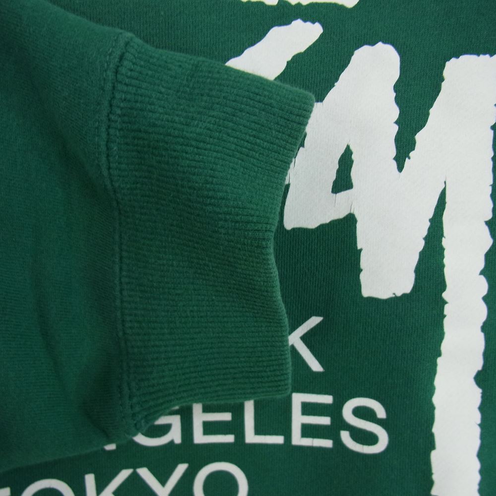STUSSY ステューシー ストックロゴ プリント クルーネック スウェット グリーン系 L【中古】