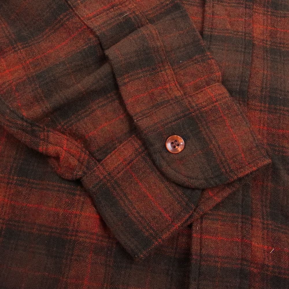 PENDLETON ペンドルトン ヴィンテージ 50s 60s WOOLEN MILLS PWMタグ ボタンダウン ウール チェック 長袖 シャツ レッド系 M【中古】