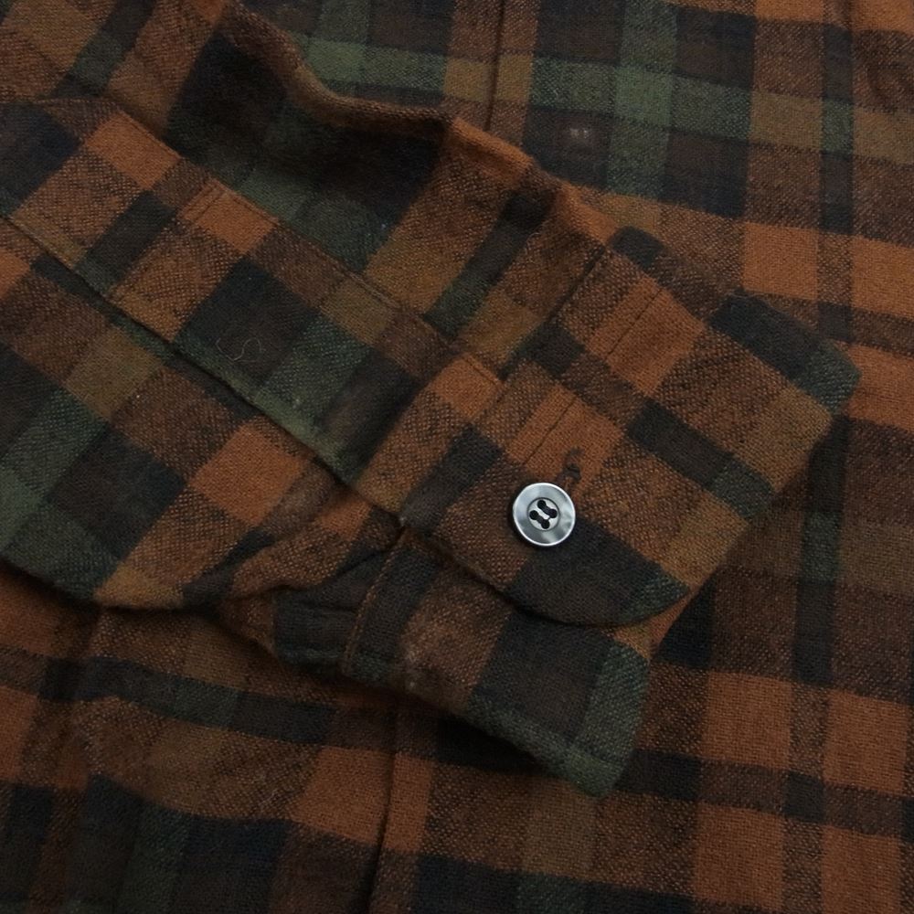 PENDLETON ペンドルトン ヴィンテージ 60s 70s PURE VIRGIN WOOL ウール チェック 長袖 ネルシャツ ブラウン系 L【中古】