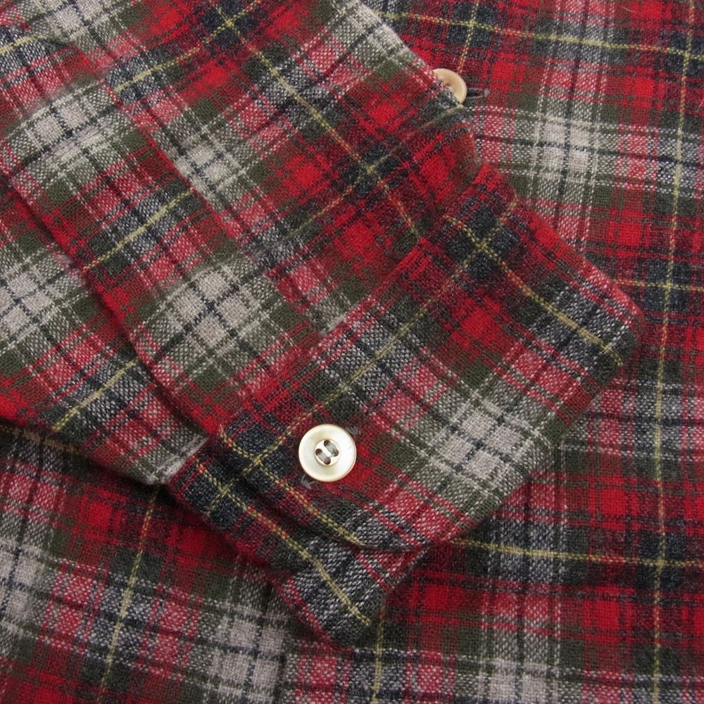 PENDLETON ペンドルトン ヴィンテージ 50s 60s WOOLEN MILLS PWMタグ ウール チェック 長袖 シャツ レッド系 L【中古】