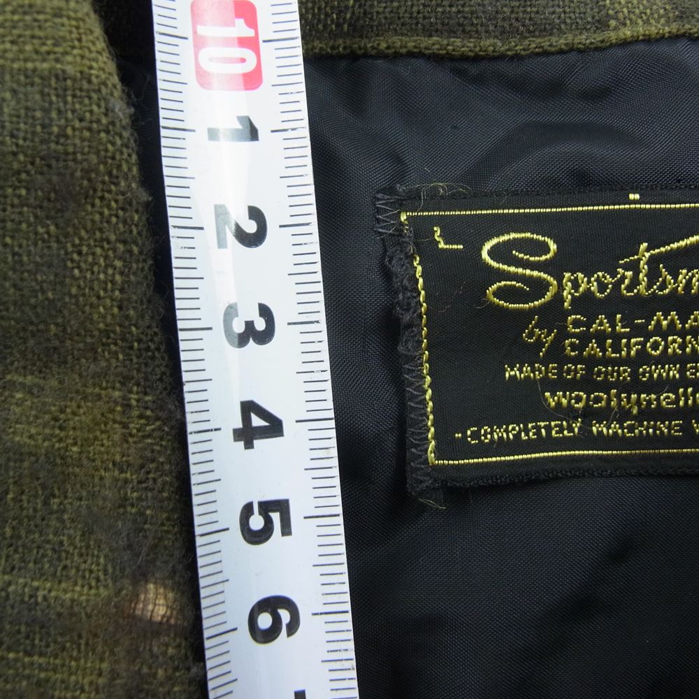 スポーツマン カリフォルニア ヴィンテージ 60s 黒タグ チェック ウール 長袖 シャツ グリーン系 L【中古】