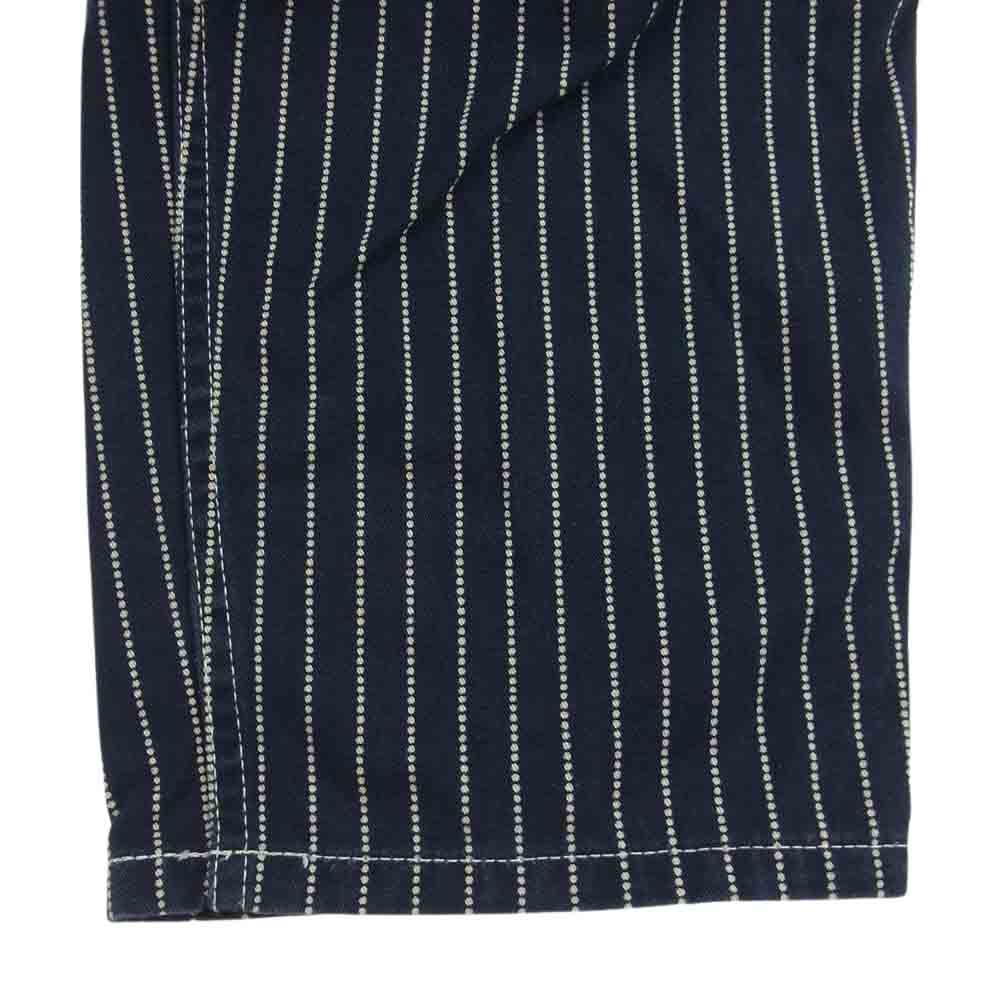 VANSON バンソン ウォバッシュ ストライプ クロスボーン刺繍 ウエストゴム イージー パンツ ネイビー系 M【中古】