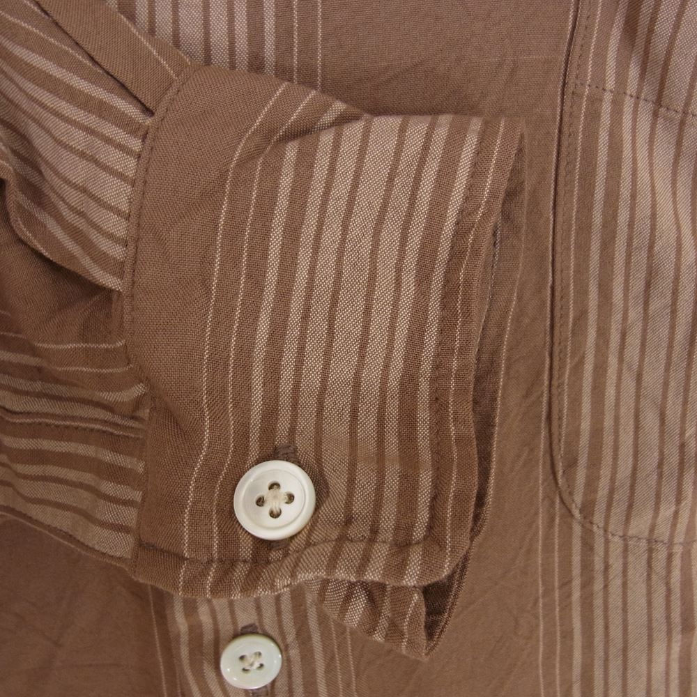 WACKO MARIA ワコマリア 22AW 22FW-WMS-OC01 STRIPED OPEN COLLAR SHIRT L/S ストライプ オープンカラー 長袖 レーヨン シャツ ブラウン系【中古】