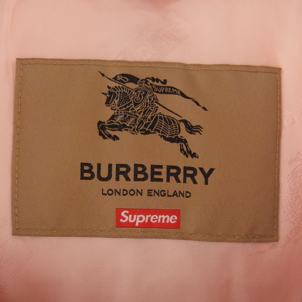 Supreme シュプリーム 22SS × Burberry Shearling Collar Down Puffer Jacket バーバリー シャーリングカラー パフィーダウンジャケット ピンク系 L【中古】