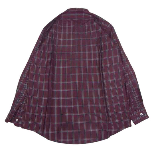 バーバリーズ 長袖 チェック シャツ エンジ系 L【中古】