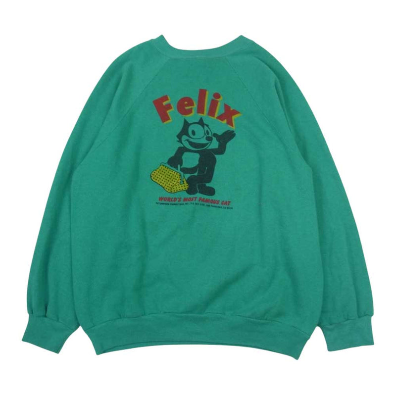 スポーツウェア ヴィンテージ 70s 80s felix プリント スウェット グリーン系 M【中古】