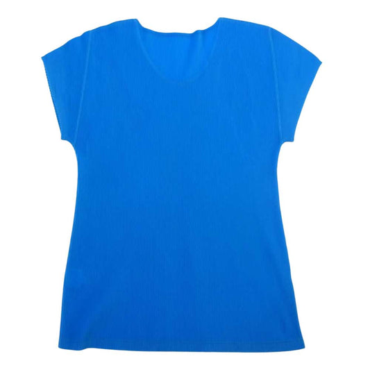 PLEATS PLEASE プリーツプリーズ イッセイミヤケ プリーツ加工 細プリーツ カットソー 半袖 ブルー系【中古】