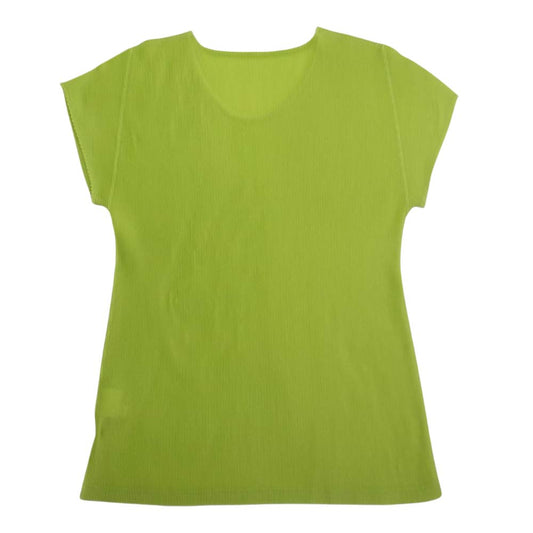 PLEATS PLEASE プリーツプリーズ イッセイミヤケ プリーツ加工 細プリーツ カットソー 半袖 ネオンイエロー イエロー系【中古】