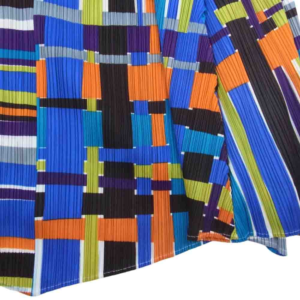PLEATS PLEASE プリーツプリーズ イッセイミヤケ PP31-JG765 プリーツ加工 マルチカラー ランダムストライプ 変形 スカート マルチカラー系 3【美品】【中古】