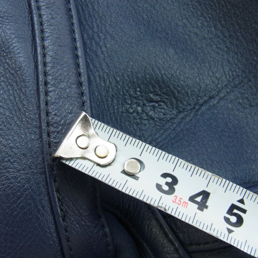 AKM エイケイエム B071 RIBA LAMB B-3 Spanish Mouton シルバー925バックル リアルムートン カーフレザー切替 フライトジャケット ネイビー ネイビー系 S【中古】