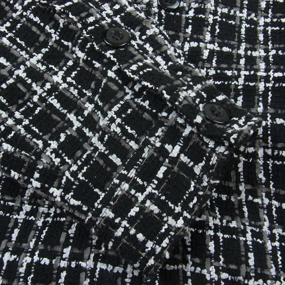 メルヴィンス CHECK BUTTON JACKET チェック ツイード ジャケット ブラック系 XL【中古】