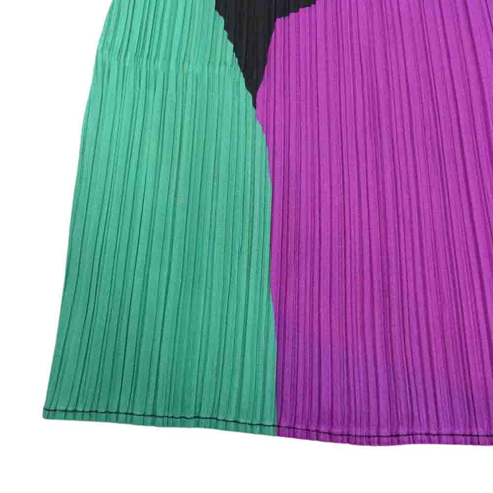 PLEATS PLEASE プリーツプリーズ イッセイミヤケ PP83-JT702 プリーツ加工 クレイジーパターン マルチカラー ボトルネック 長袖 チュニック トップ マルチカラー系【美品】【中古】
