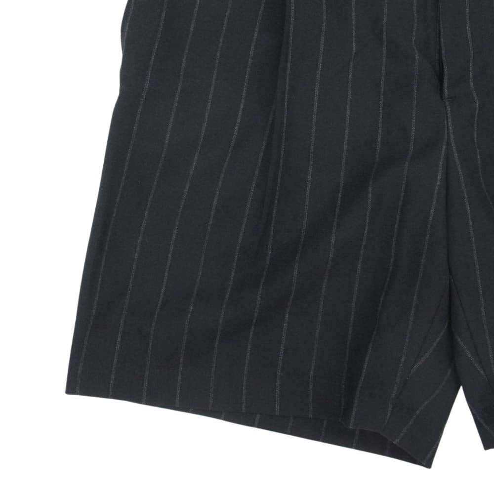 WACKO MARIA ワコマリア 20SS-WMP-PT06 DORMEUIL PLEATED SHORT TROUSERS TYPE-6 ストライプ ショーツ ハーフパンツ ブラック系 M【中古】