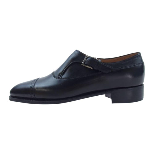 John Lobb ジョンロブ BEAKLEY オックスフォードカーフ パンチドキャップトゥ シングルモンクストラップ シューズ ブラック系 6E【美品】【中古】