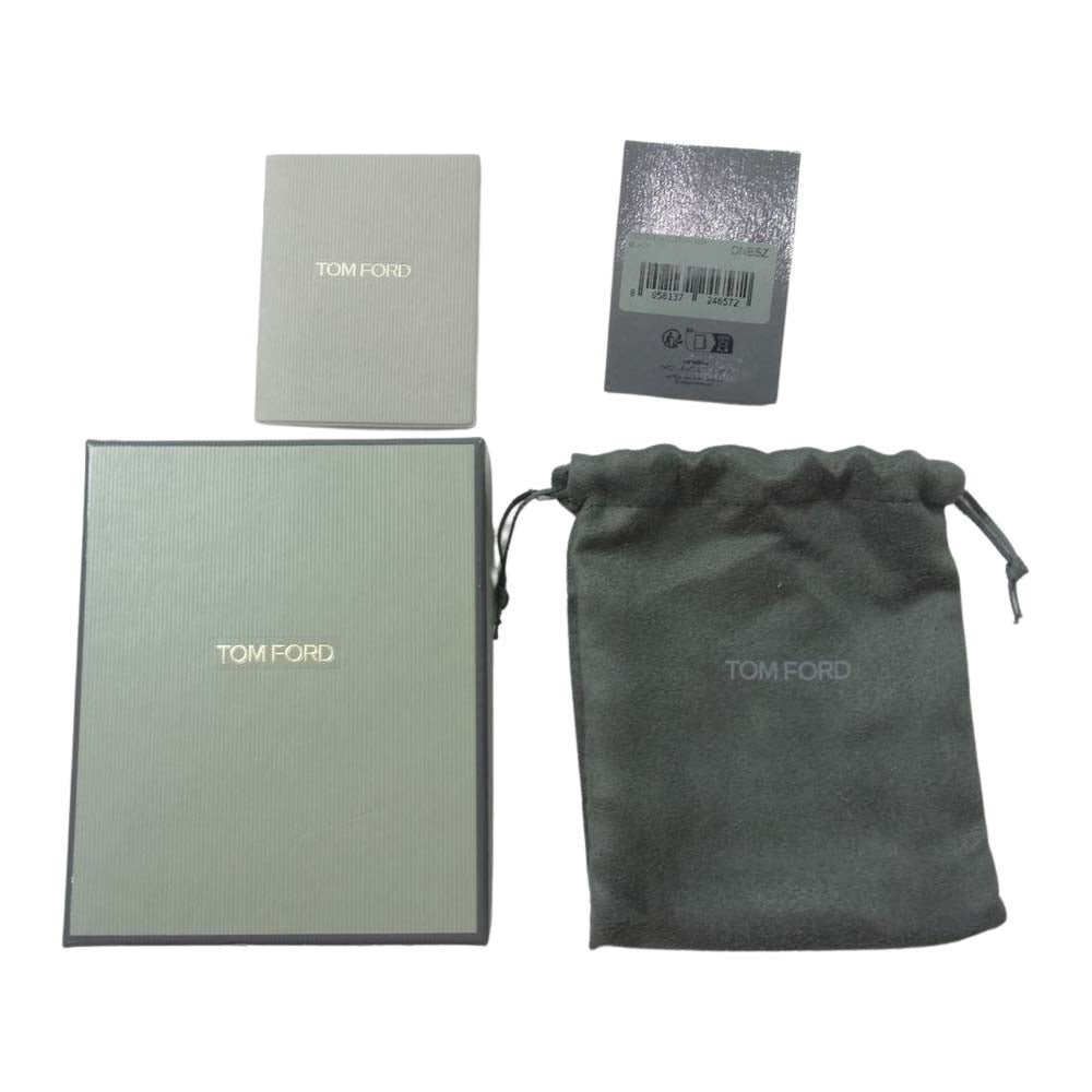 TOM FORD トムフォード Y0231 LCL239G クロコ型押し マネークリップ 2つ折り ウォレット 財布 ブラック系【極上美品】【中古】