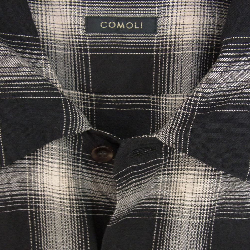 COMOLI コモリ 23SS X01-02008 レーヨンチェック オープンカラーシャツ ...