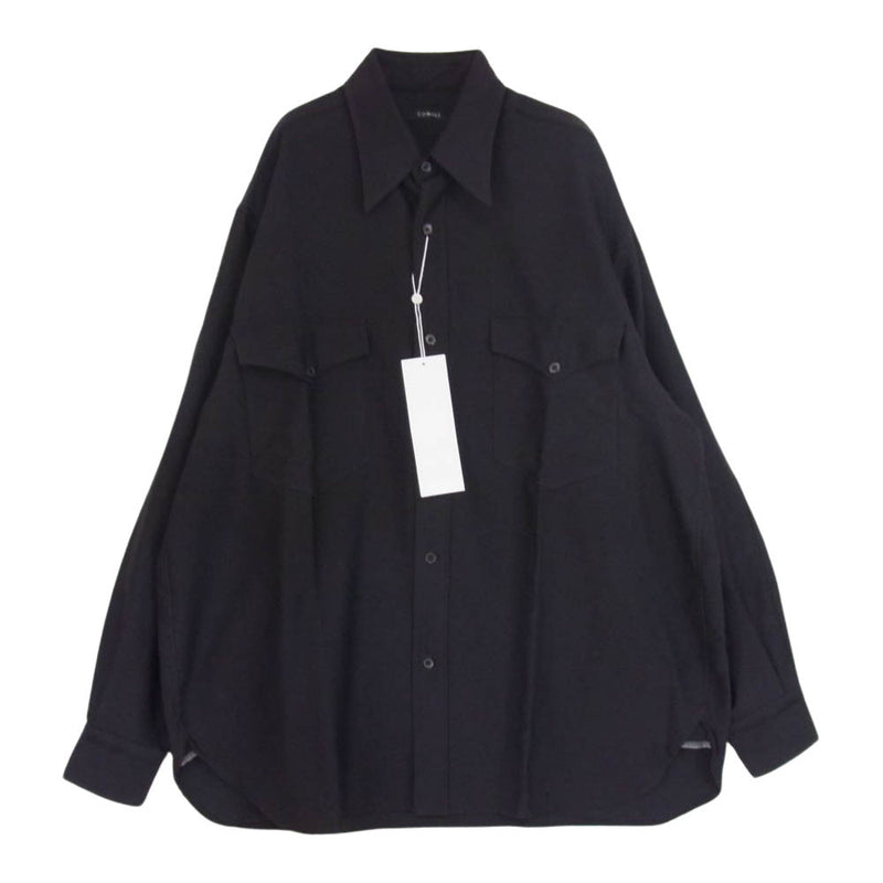【未使用品】COMOLI 　ウールモールスキン ワークシャツ　W03-02013色NAVY