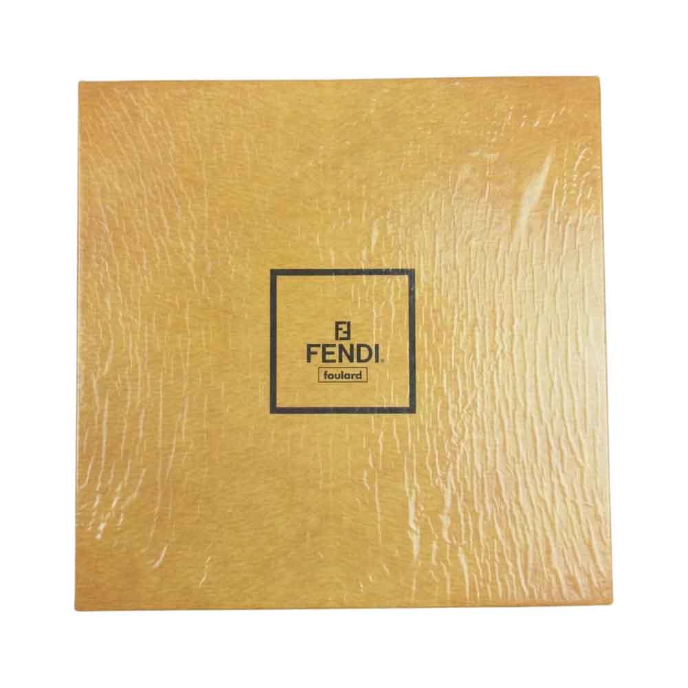 FENDI フェンディ シルク100% 星座柄 スカーフ ストール ネイビー系【中古】