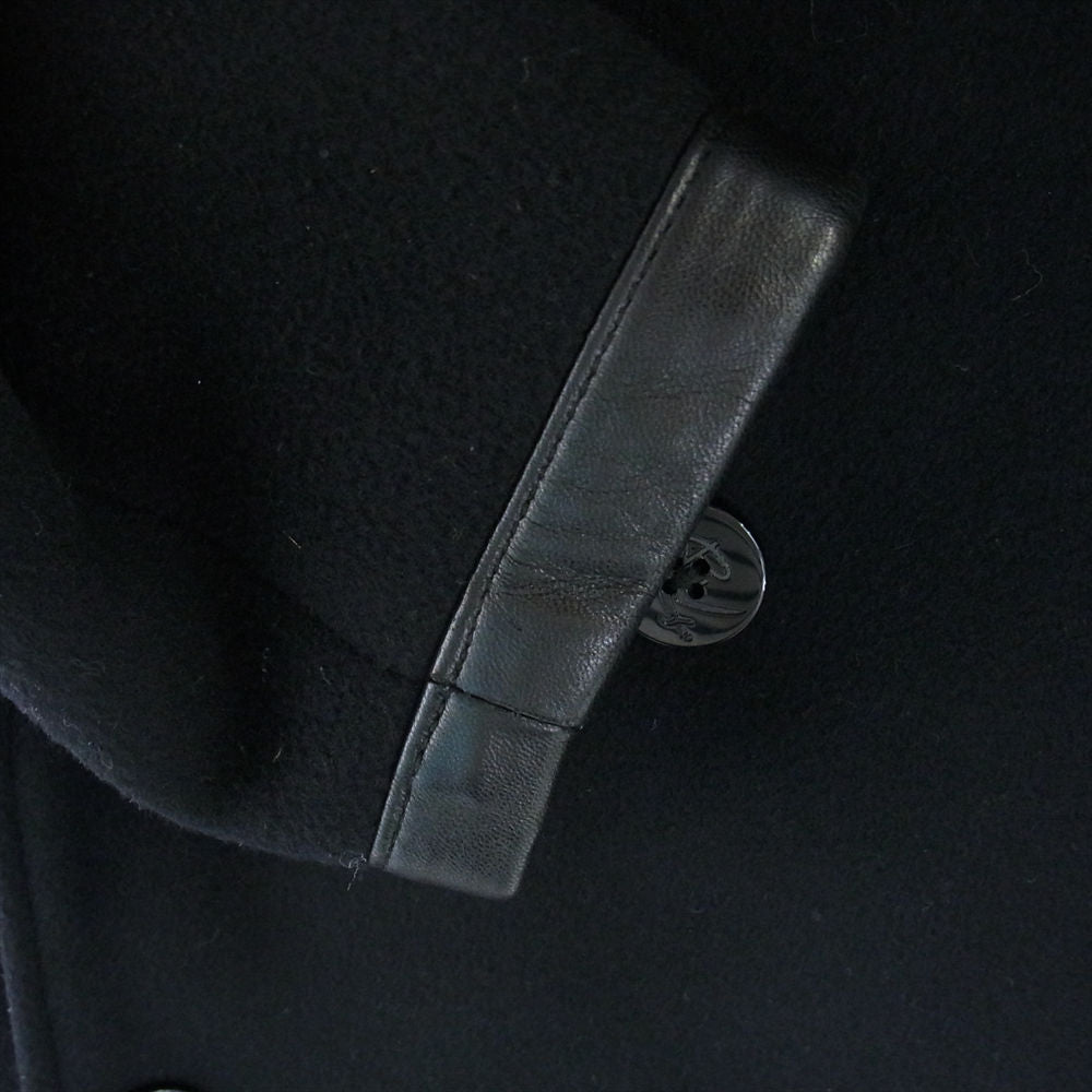 R.J.B アールジェイビー OC101E FLAT HEAD フラットヘッド レザー切替 Pコート メルトン ジャケット ブラック系 36【中古】