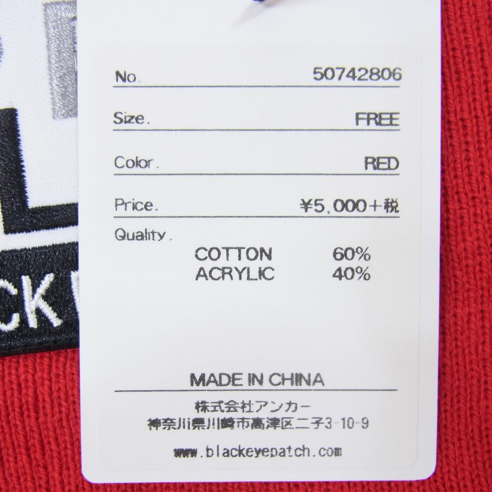 ブラックアイパッチ 50742806 PROBLEM プロブレム ビーニー ニット帽 ニットキャップ レッド レッド系 FREE【新古品】【未使用】【中古】