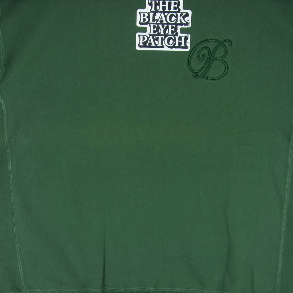 ブラックアイパッチ 21AW BEPFW21TP30 B EMBLEM CREW SWEAT Bエンブレム ロゴ クルーネック スウェット トレーナー グリーン系 L【新古品】【未使用】【中古】