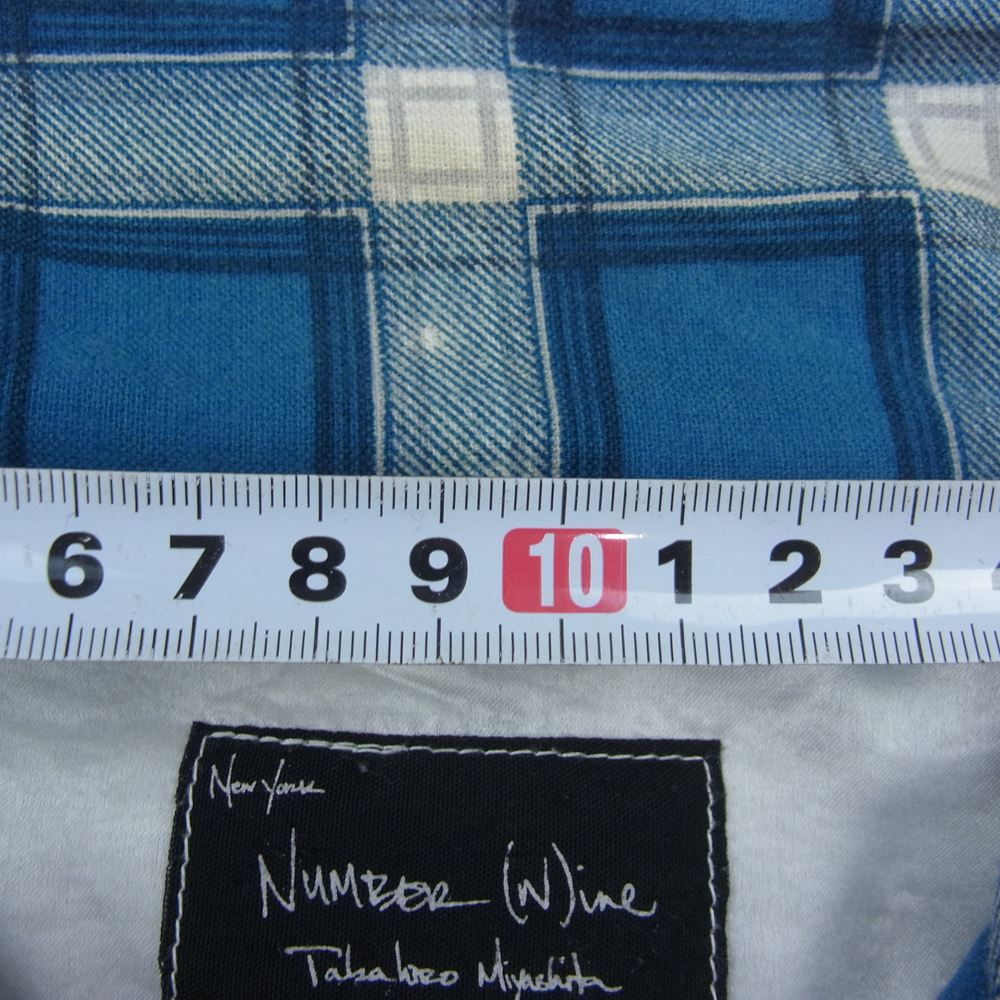 NUMBER(N)INE ナンバーナイン 03AW カート期 宮下貴裕 本人期 転写 プリントチェック ネルシャツ 長袖 ブルー系 3【中古】