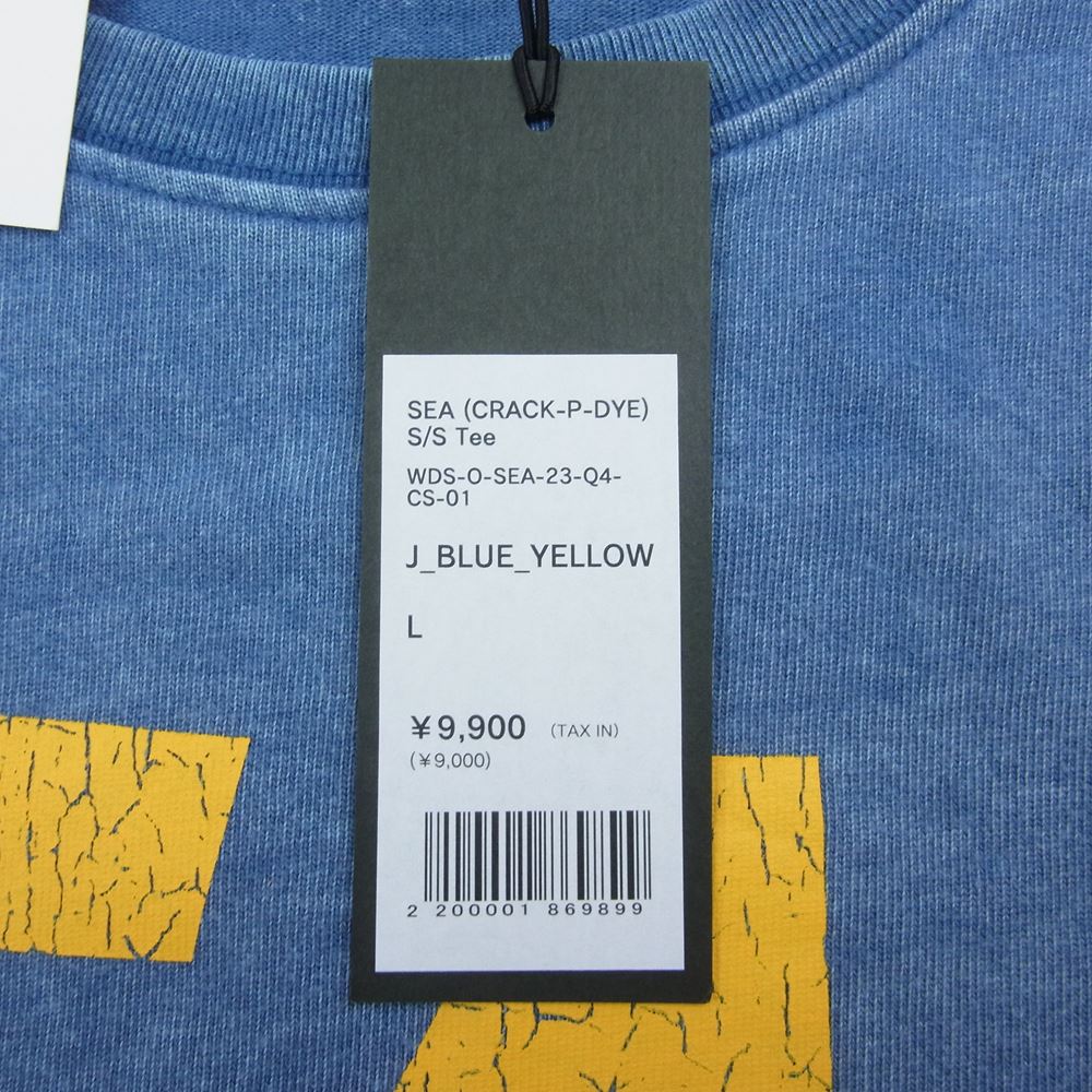 WIND AND SEA ウィンダンシー Crack-P-Dye S/S Tee クラック ロゴプリント ガーメントダイ加工 半袖 Tシャツ ブルー系 L【中古】