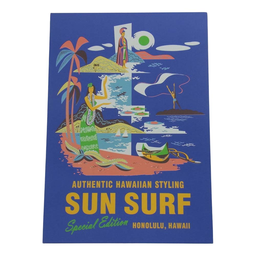 SUN SURF サンサーフ SS39059 SPECIAL EDITION LAND OF ALOHA レーヨン 半袖 アロハシャツ ブルー系 マルチカラー系 XL【美品】【中古】