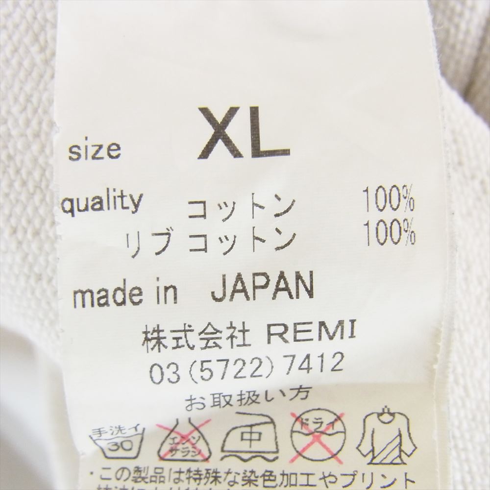 REMI RELIEF レミレリーフ 両V ユーズド加工 ダメージ加工 半袖 スウェット Tシャツ ホワイト系 XL【中古】