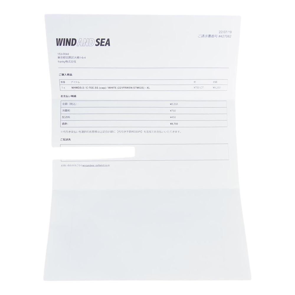 NEIGHBORHOOD ネイバーフッド 22AW 221FRWSN-STM02S × WIND AND SEA ウィンダンシー フロントロゴ プリント Tシャツ ホワイト系 XL【新古品】【未使用】【中古】