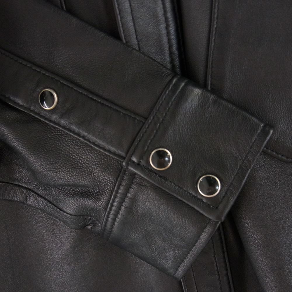 schott ショット 782-3150013 LAMB LEATHER WESTERN SHIRT ラム レザー ウエスタン シャツ ブラック系 L【中古】