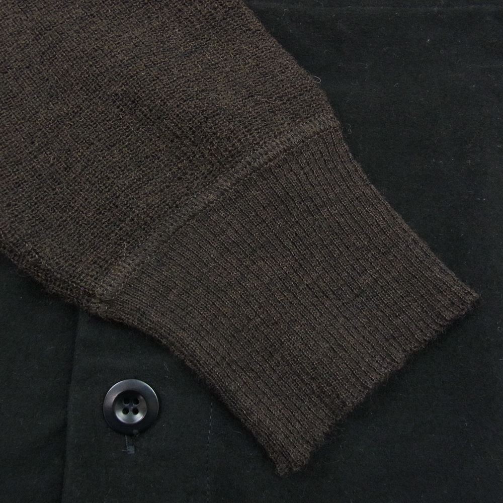MARGARET HOWELL マーガレットハウエル MHL 22AW DRY WOOL モールスキン切替 Vネック カーディガン ブラック系 ブラウン系 L【中古】