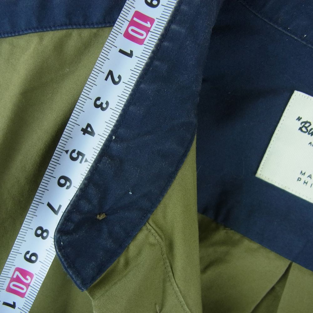 MACKINTOSH PHILOSOPHY マッキントッシュフィロソフィー H1M19-424-46 Buckingham Bear バッキンガム ベア 刺繍 長袖 シャツ カーキ系 ベージュ系 ネイビー系 38【中古】