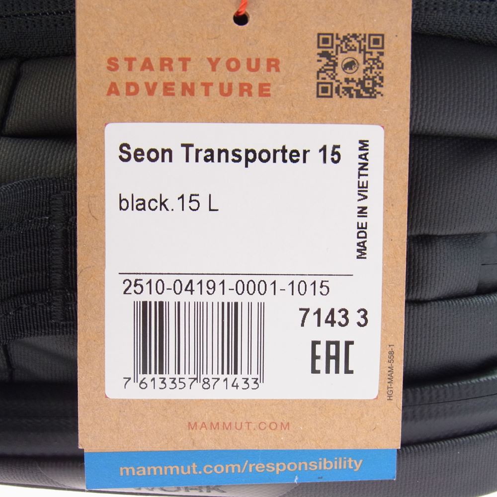 Mammut マムート SEON TRANSPORTER 15 セオン トランスポーター リュックサック バックパック ブラック系 15L【新古品】【未使用】【中古】