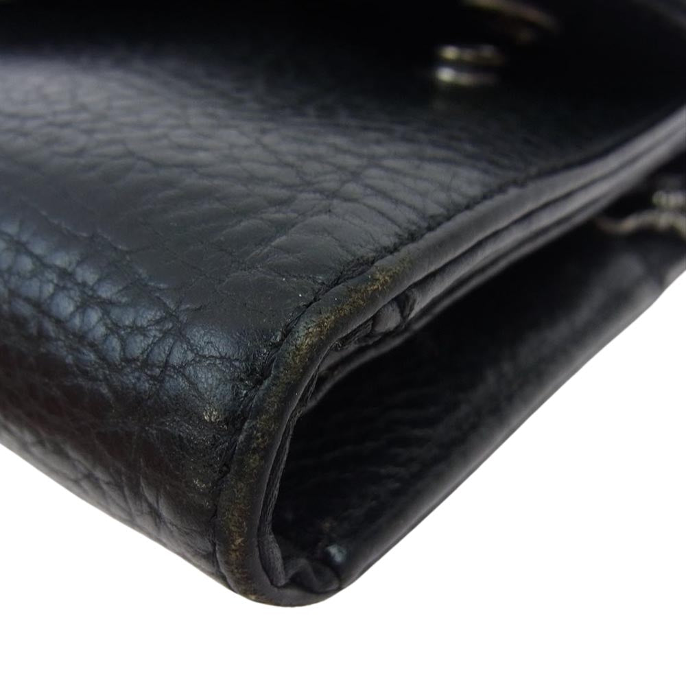 CHROME HEARTS クロムハーツ(原本無) WAVE WALLET ウェーブ ウォレット クロス ボタン ブラック系【中古】