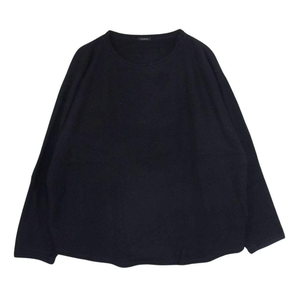 COMOLI コモリ 22AW W03-05013 シルクフリース 長袖クルー ニット ブラック系 2【中古】 COMOLI コモリ 22AW W03-05013 シルクフリース 長袖クルー ニット