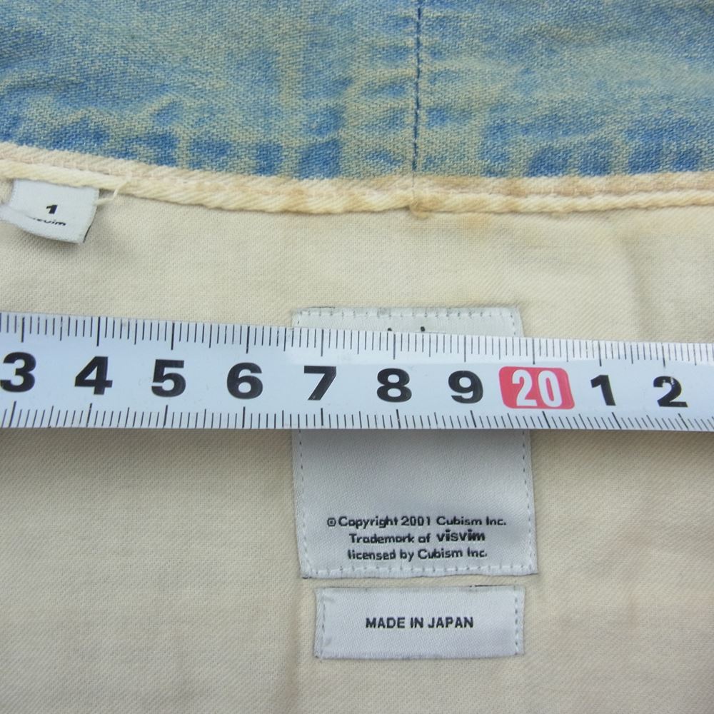 VISVIM ビズビム 13SS 0113105007008 SS LHAMO SHIRT DAMAGED デニム シャンブレー ダメージ加工 ラモ 羽織 シャツ インディゴブルー系 1【中古】