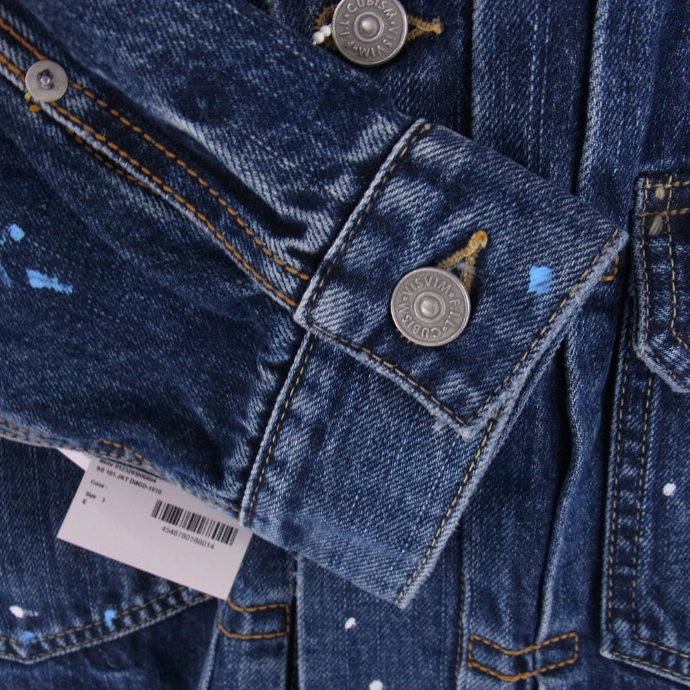VISVIM ビズビム 23AW 0123205006004 SS 101 JKT DMGD-1010 ペイント加工 ダメージ デニム ジャケット インディゴブルー系 3【美品】【中古】