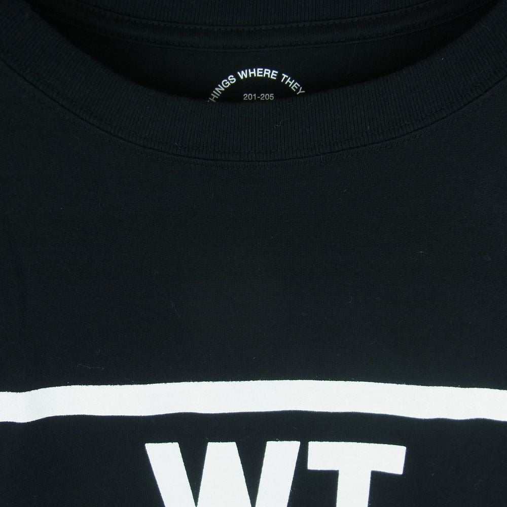 WTAPS ダブルタップス WTVUA/TEE.LS WT VUA 76 クルーネック 長袖 プリント Tシャツ ブラック系 ホワイト系 2【中古】