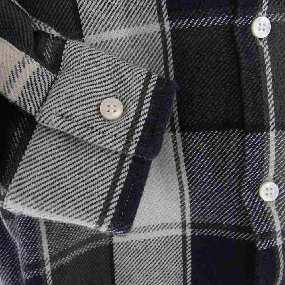 シークエル 21AW CHECK NEL SHIRT チェック柄 ライトコットン ネルシャツ 長袖 シャツ ブラック系 オフホワイト系 M【中古】